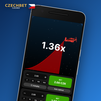 Dva nezávislé sázkové panely Aviator v Czechbet Casino pro strategii dvojité sázky