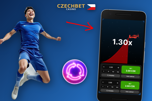 Panel výběru výhry v Czechbet Casino po úspěšném kole hry Aviator v korunách
