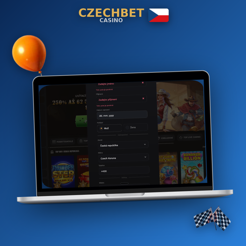 Registrační formulář Czechbet Casino na notebooku a mobilu – začněte hned